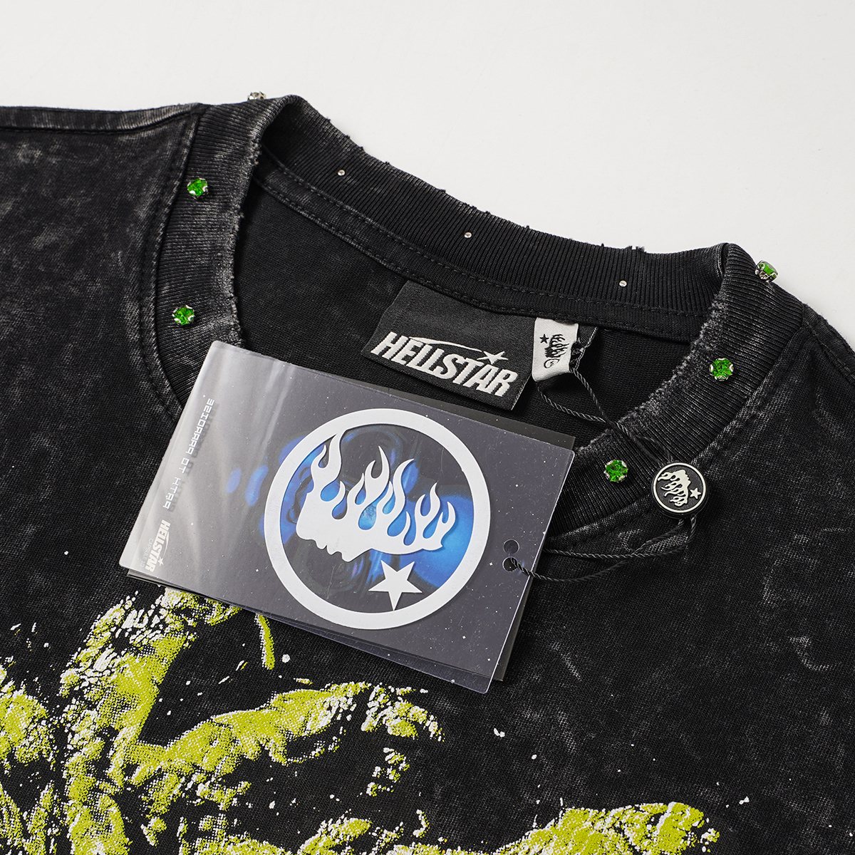 Hellstar Made in the South Washed Black Graphic T-Shirt — neck_label