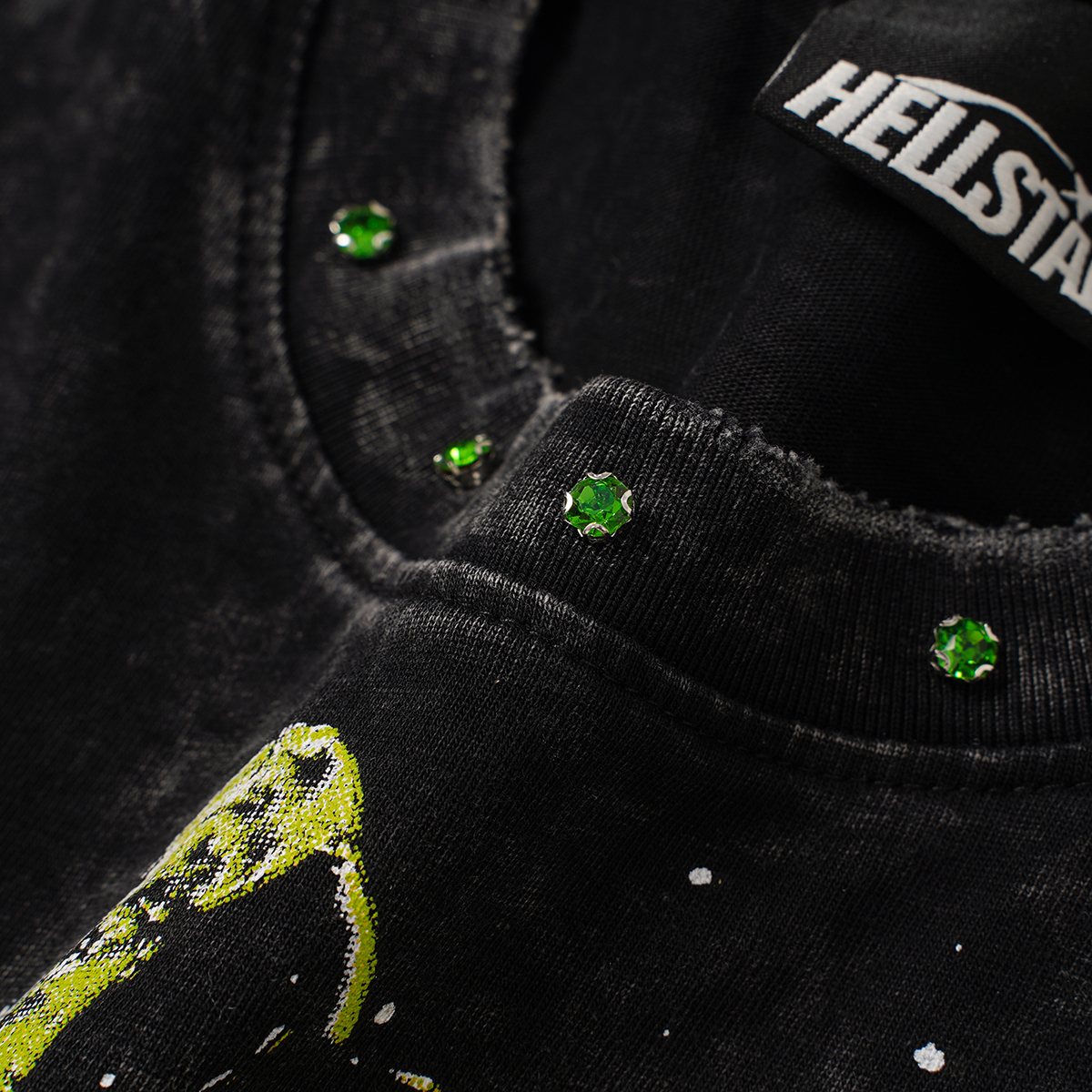 Hellstar Made in the South Washed Black Graphic T-Shirt — neck_label