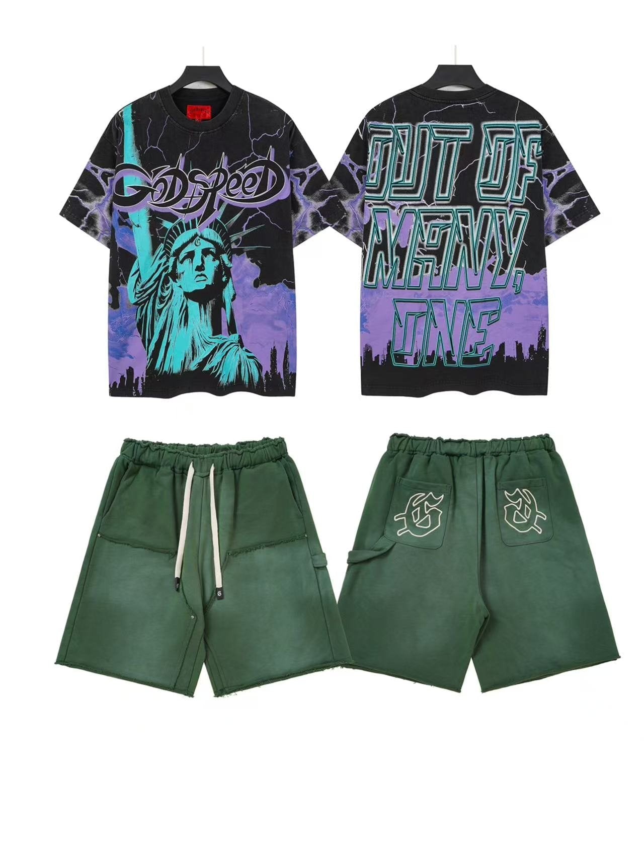 Godspeed Statue of Liberty T-Shirt & Shorts Set — front