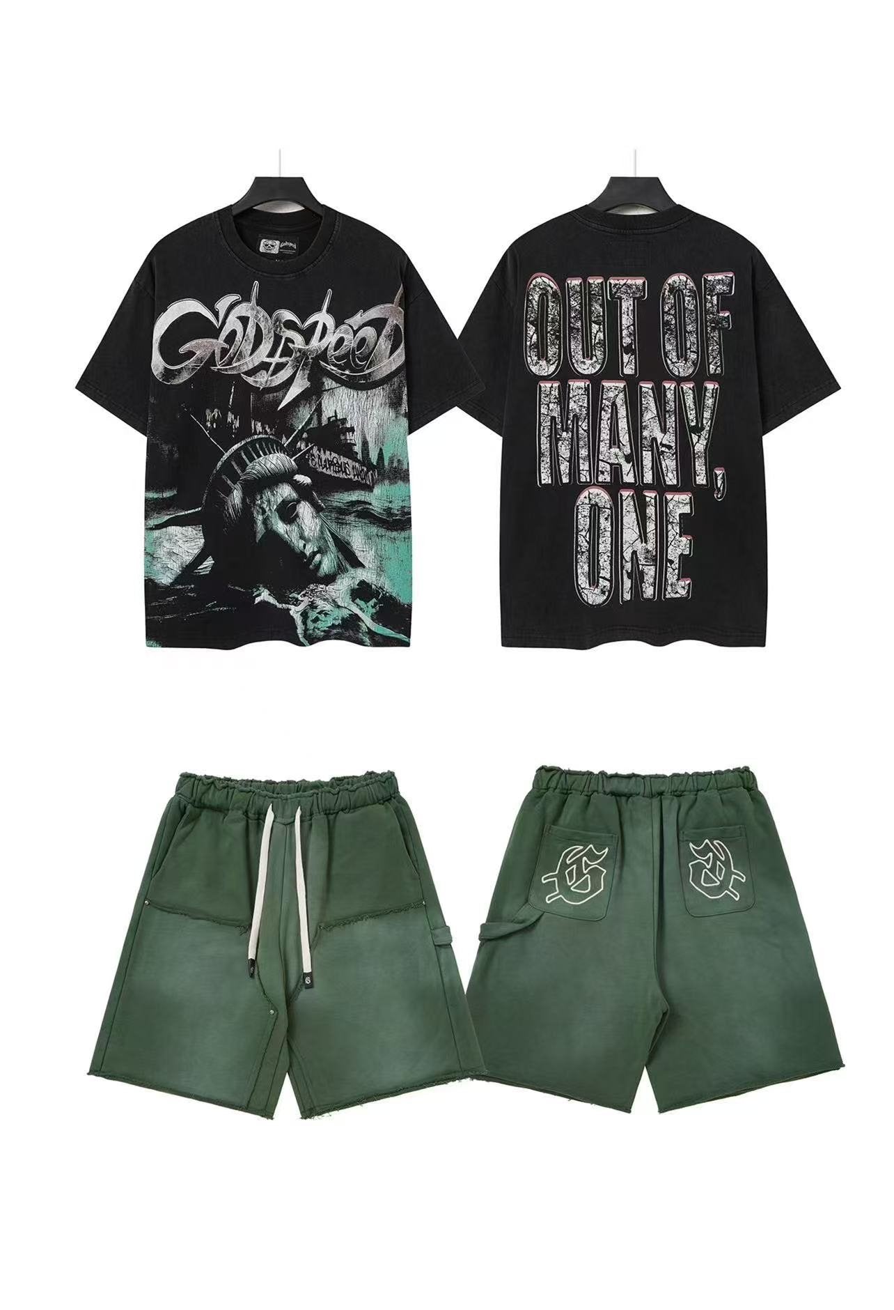 Godspeed Out Of Many Graphic T-Shirt & Shorts Set — front