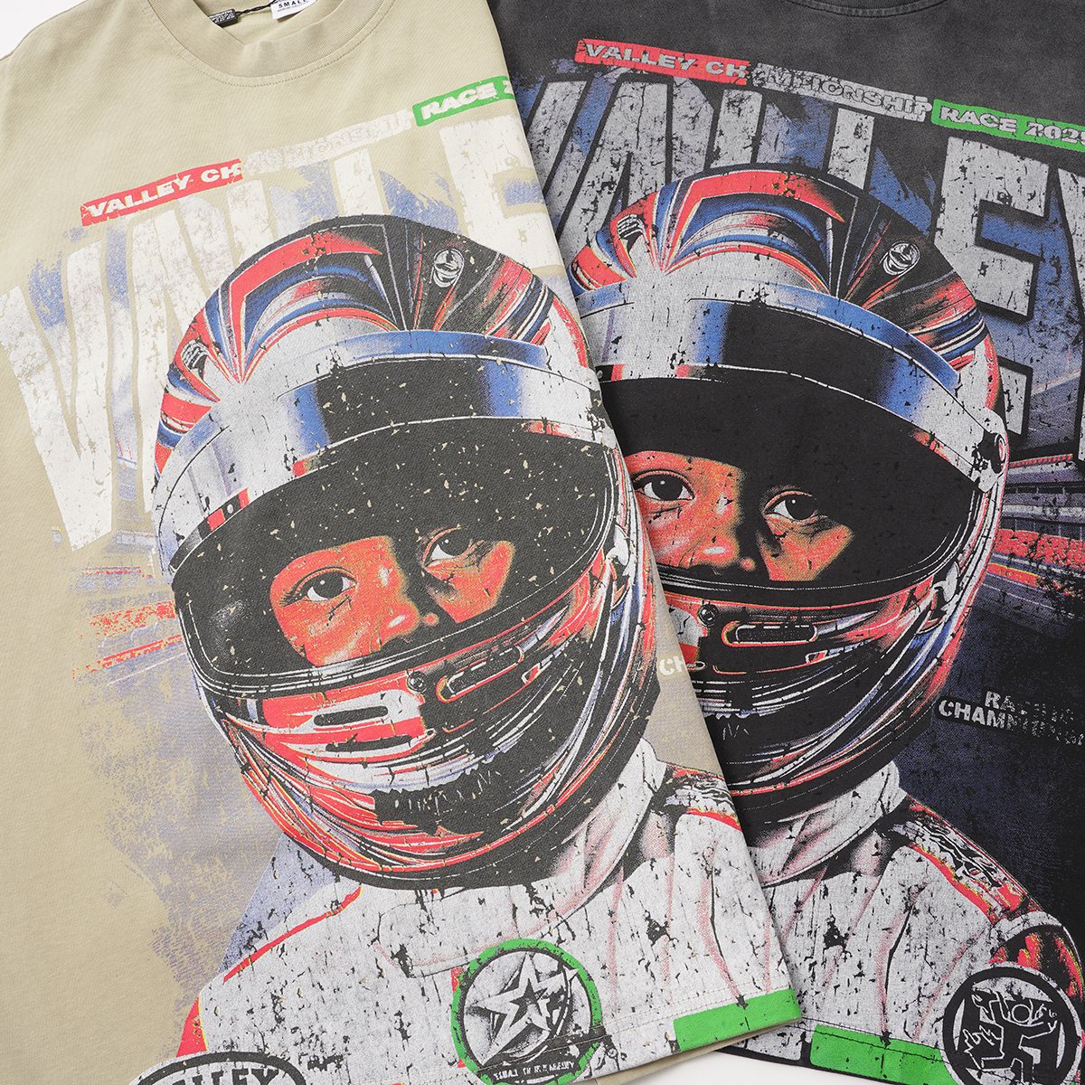 VALLEY Speedway 888 Racing Helmet Graphic T-Shirt — detail