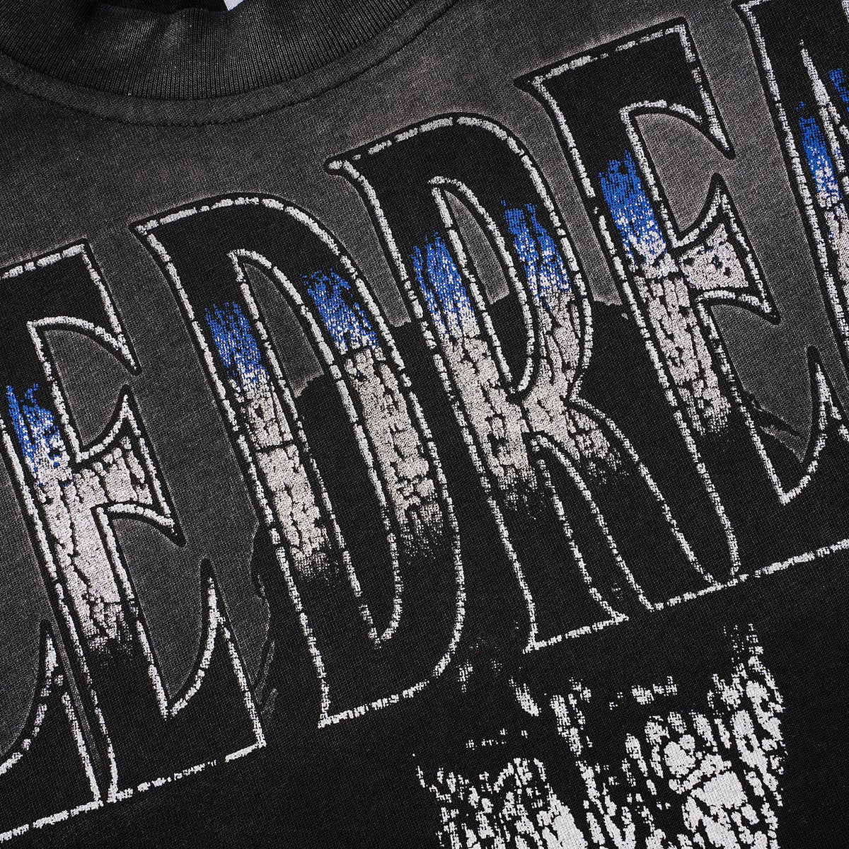 VALLEY Washed Black Graphic T-Shirt — fabric_closeup