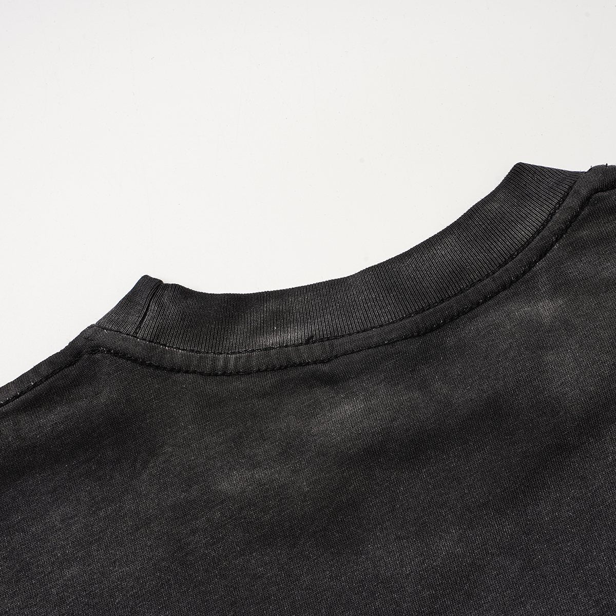 VALLEY Washed Black Graphic T-Shirt — fabric_closeup