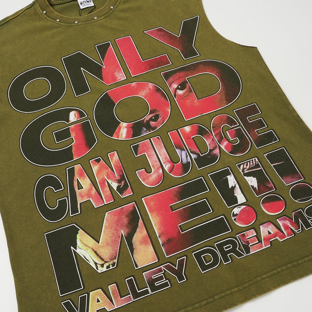 VALLEY Only God Can Judge Me Sleeveless T-Shirt — detail