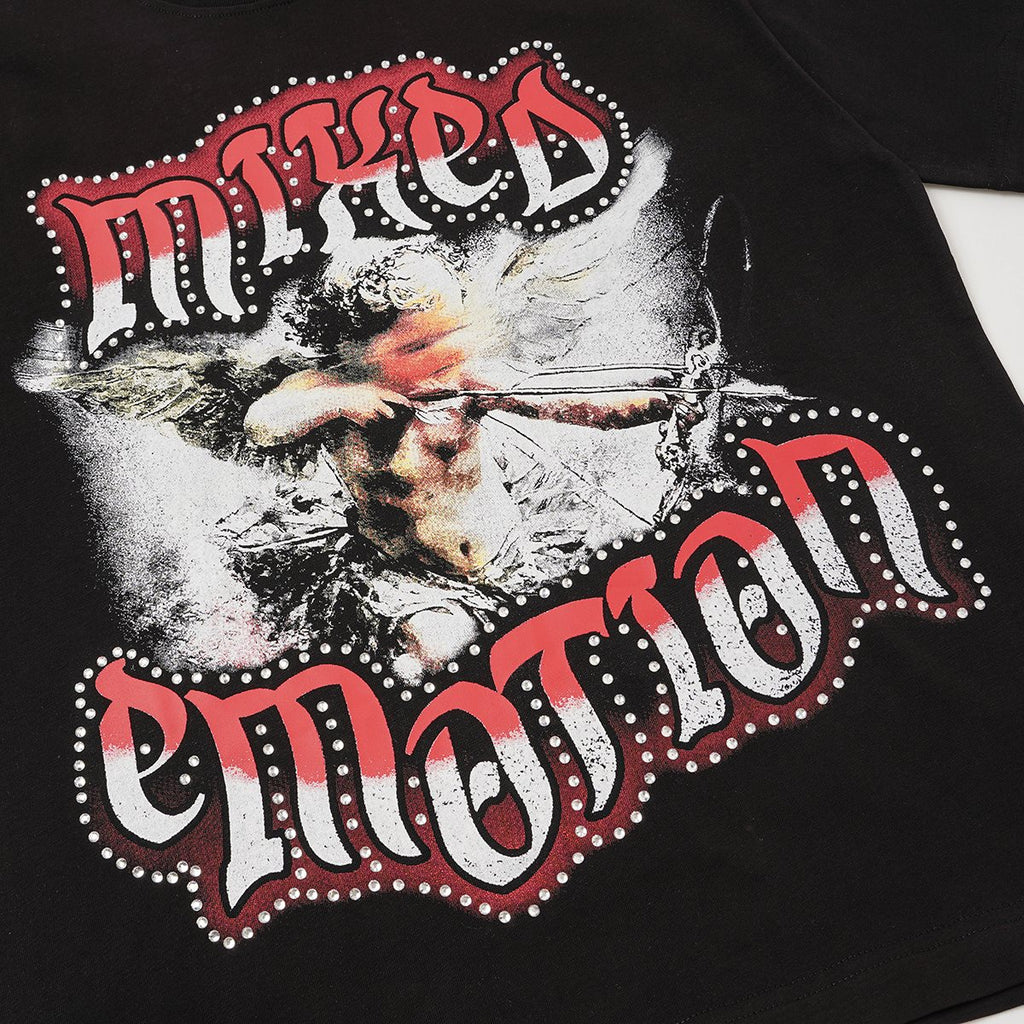 MIXED EMOTION Red & White Front/Back Graphic T-Shirt — detail