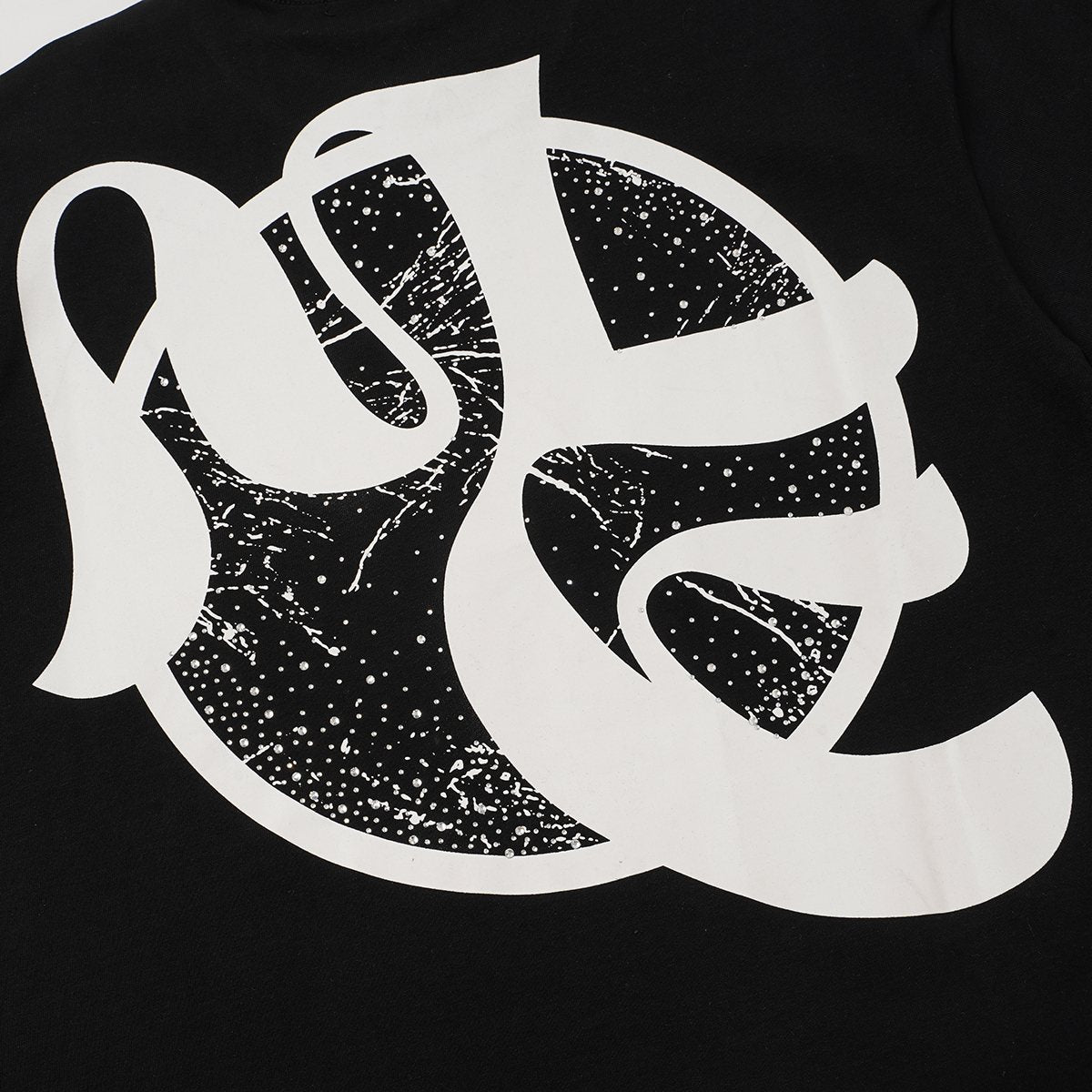 MIXED EMOTION Black Illustrated Front & Back Graphic T-Shirt — detail