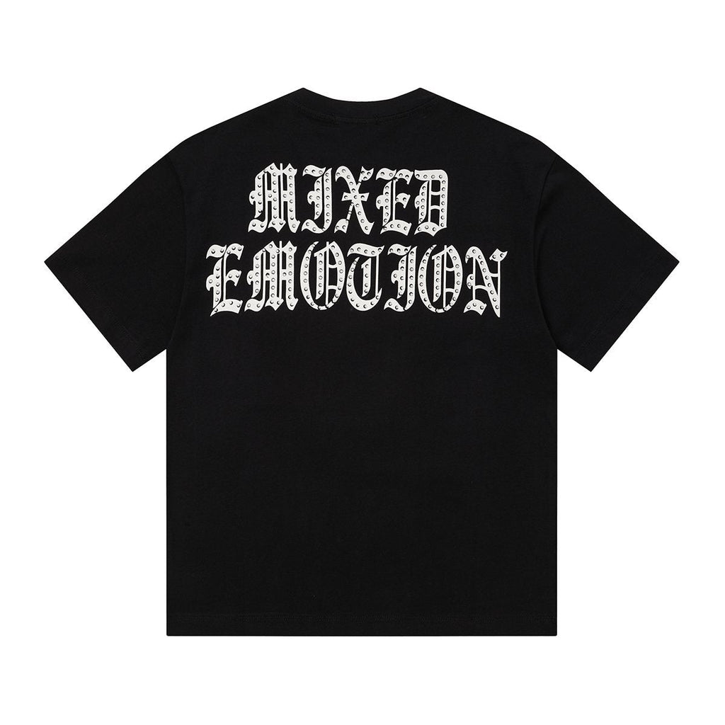 MIXED EMOTION Rhinestone Graphic T-Shirt — back