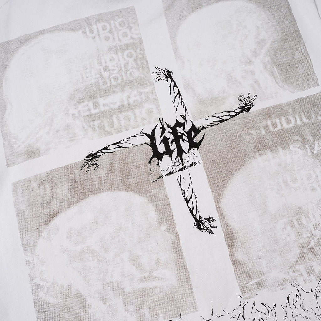 Hellstar White Head Graphic Short-Sleeve T-Shirt — detail