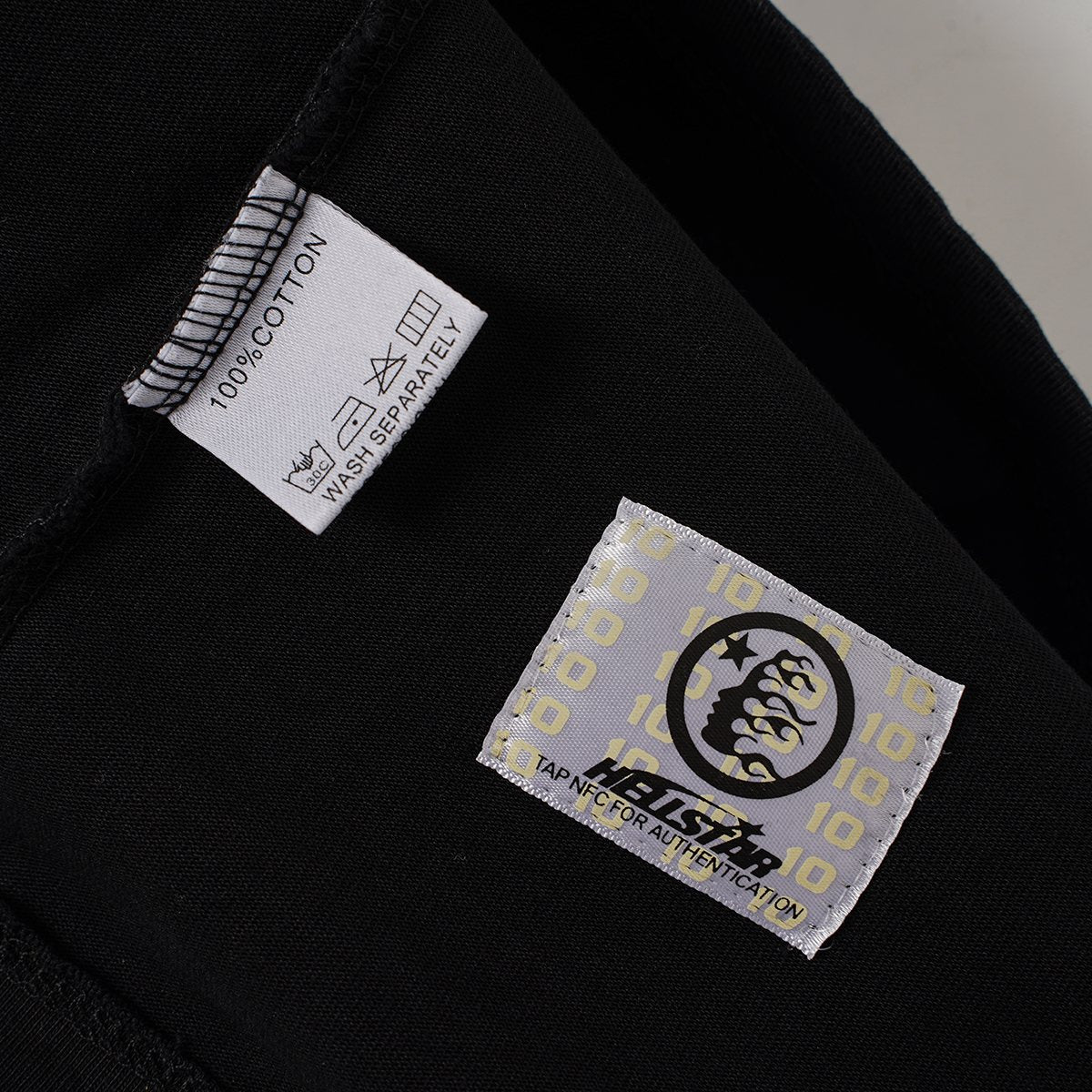 Hellstar Washed Black Star Graphic T-Shirt — neck_label