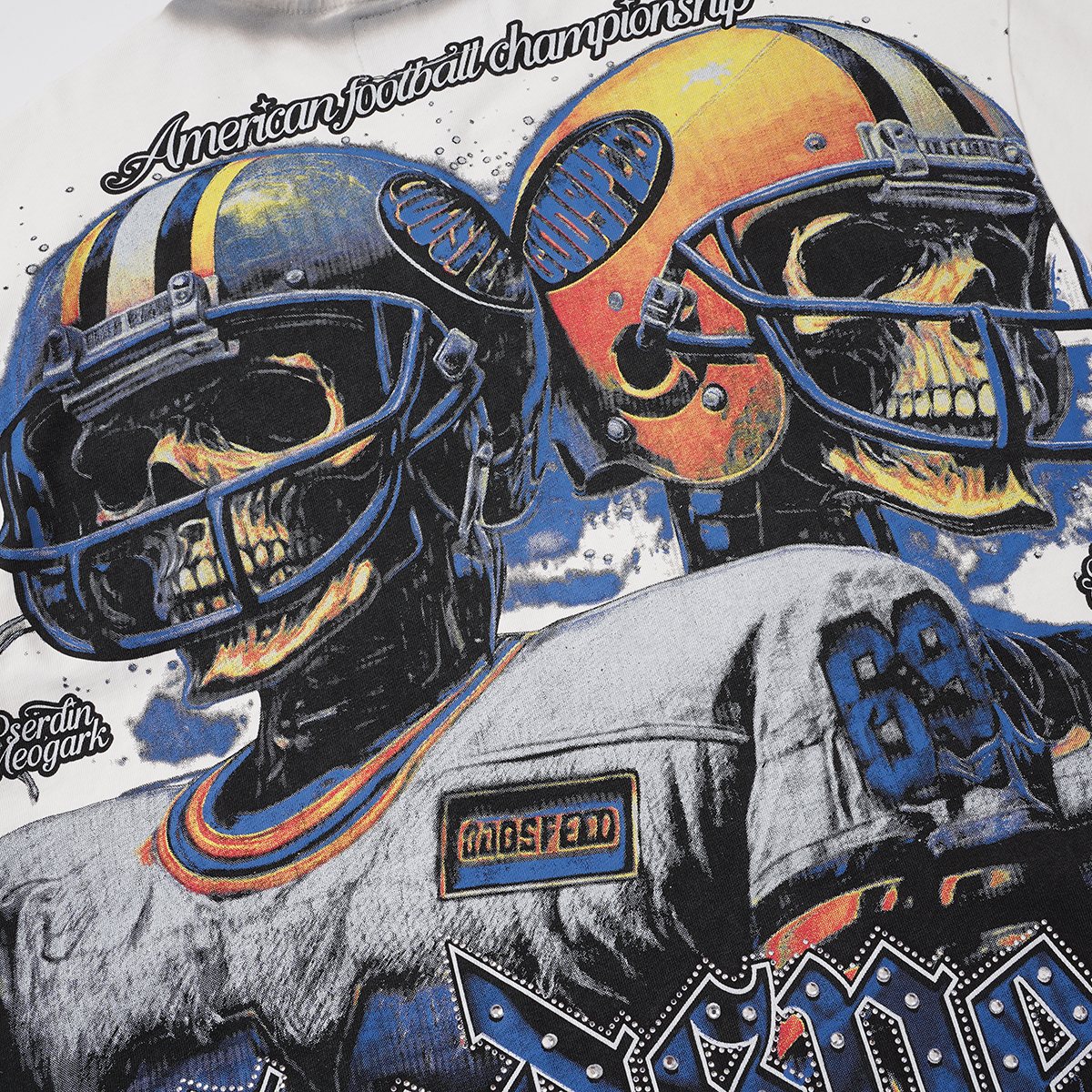 Godspeed Football Skull Graphic T-Shirt — detail