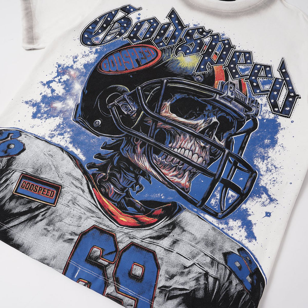 Godspeed Football Skull Graphic T-Shirt — detail