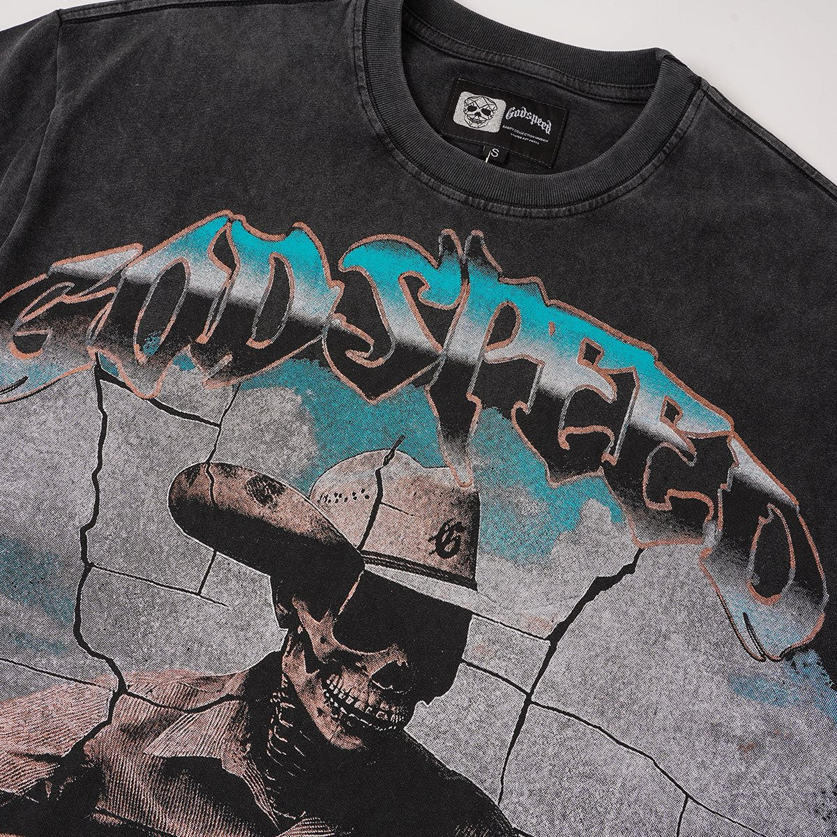Godspeed Skeleton Guitar Graphic T-Shirt — detail