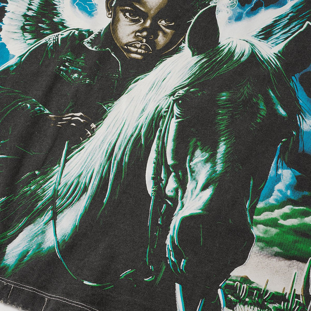 Godspeed Distressed Rhinestone Short-Sleeve Graphic T-Shirt — detail