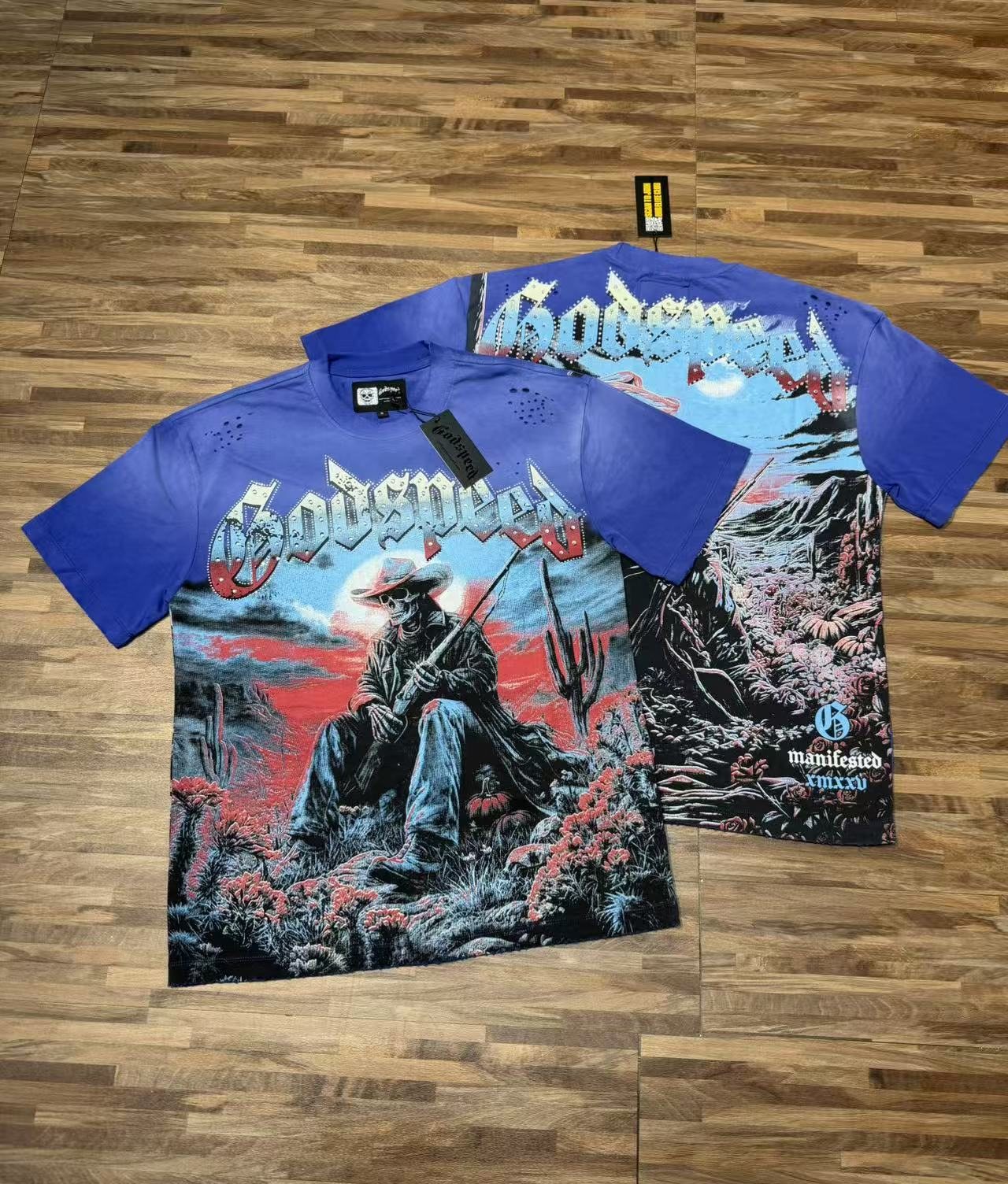 Godspeed Cowboy Skull Rhinestone-Style Short-Sleeve T-Shirt — comparison