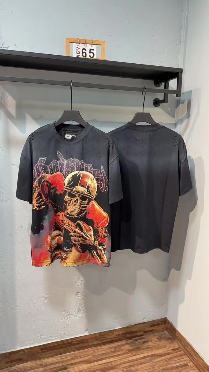 Godspeed 69 Football Skull Graphic T-Shirt — context