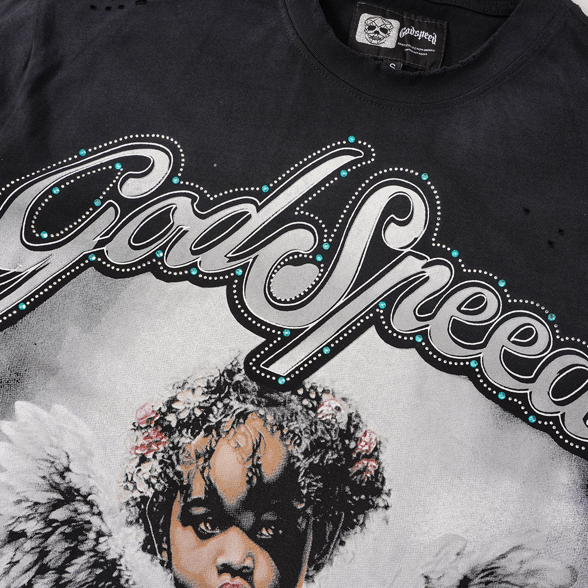Godspeed Distressed Washed Graphic T-Shirt — detail