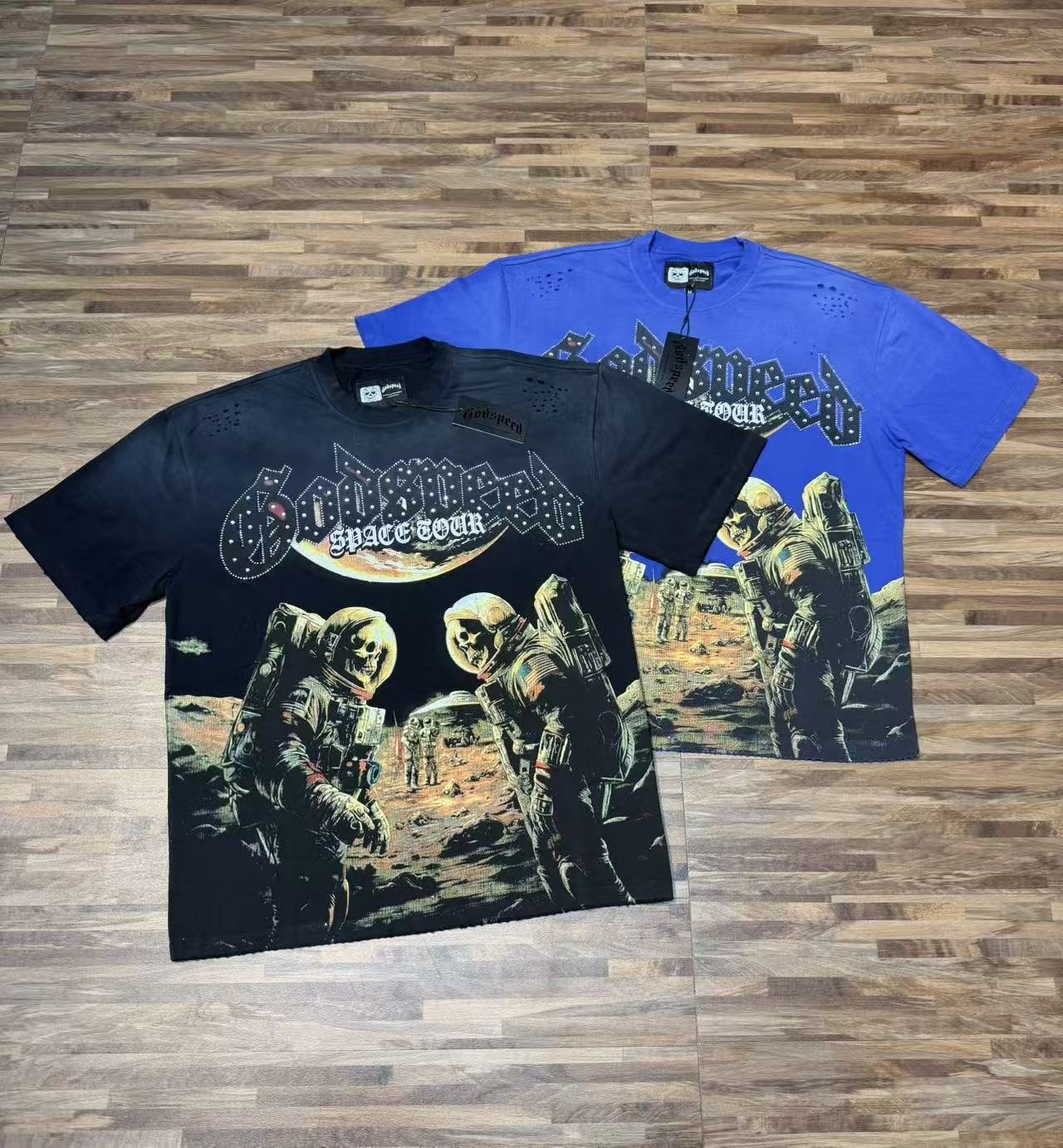 Godspeed Space Tour Astronaut Graphic Short-Sleeve T-Shirt — comparison