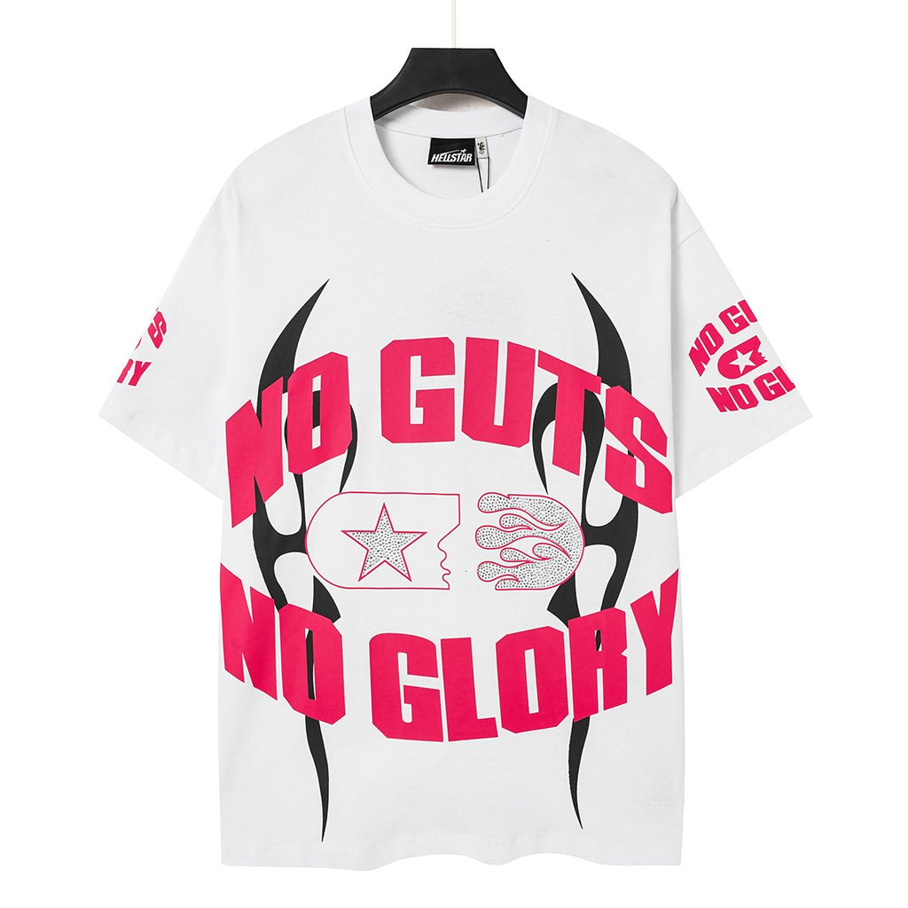 Hellstar No Guts No Glory Rhinestone-Style Graphic T-Shirt — front