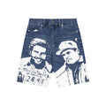 ASAALL Portrait Graphic Washed Denim Shorts — hero