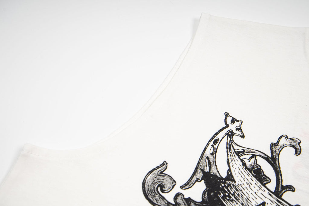 ASAALL White Graphic Sleeveless T-Shirt — detail