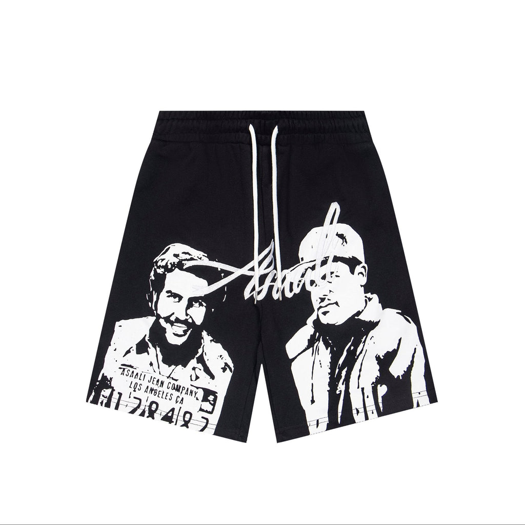 ASAALL Portrait Graphic Drawstring Shorts — front