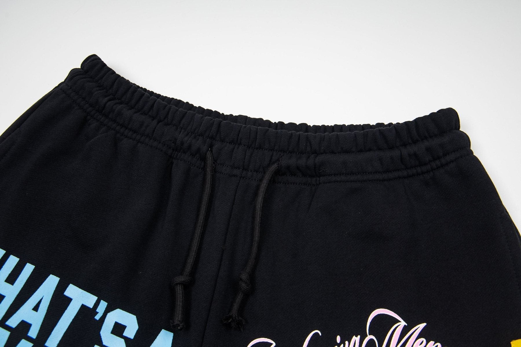 THAT'S A AWFUL LOT OF COUGH SYRUP Black Graphic Shorts — detail
