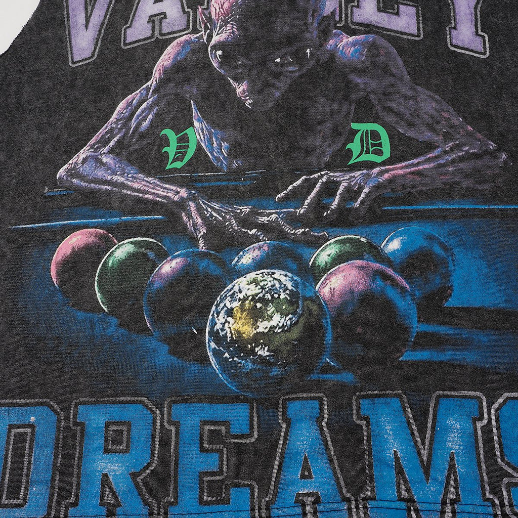 VALLEY Dreams Billiards Graphic Sleeveless T-Shirt — detail