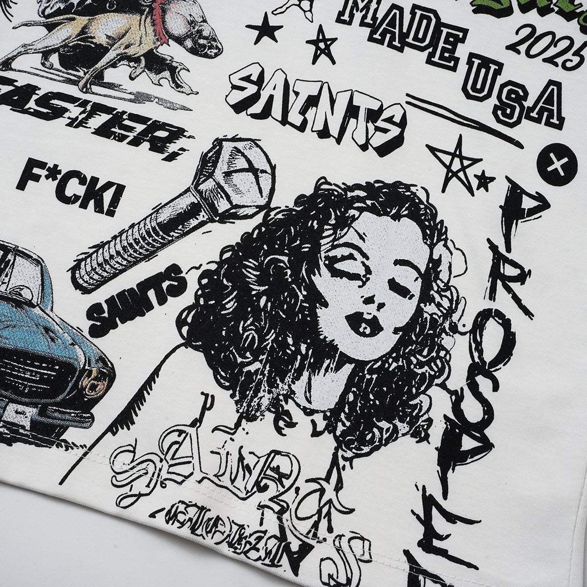SAINT White Collage Graphic Short-Sleeve T-Shirt — detail