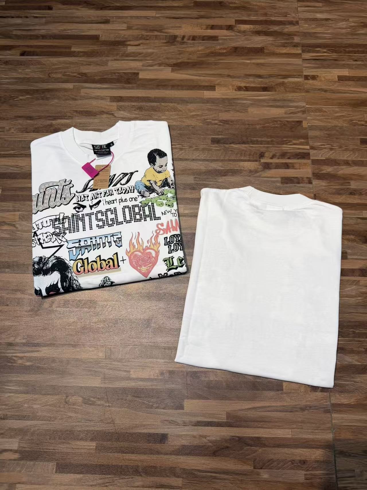 SAINT White Collage Graphic Short-Sleeve T-Shirt — context