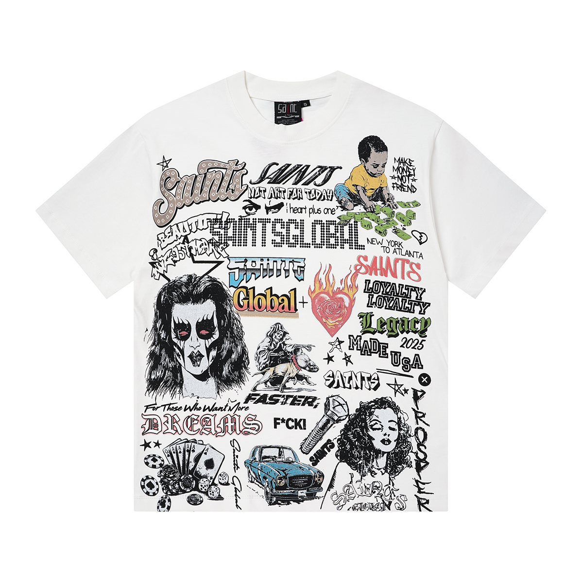 SAINT White Collage Graphic Short-Sleeve T-Shirt — hero