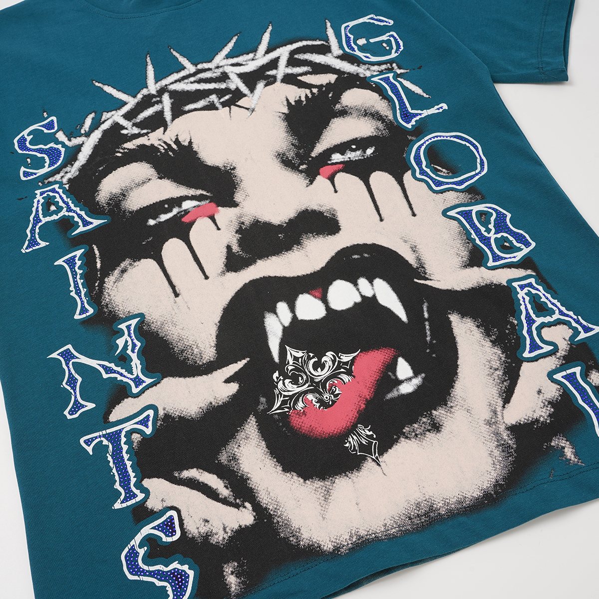 SAINT Rhinestone Graphic Short-Sleeve T-Shirt — detail