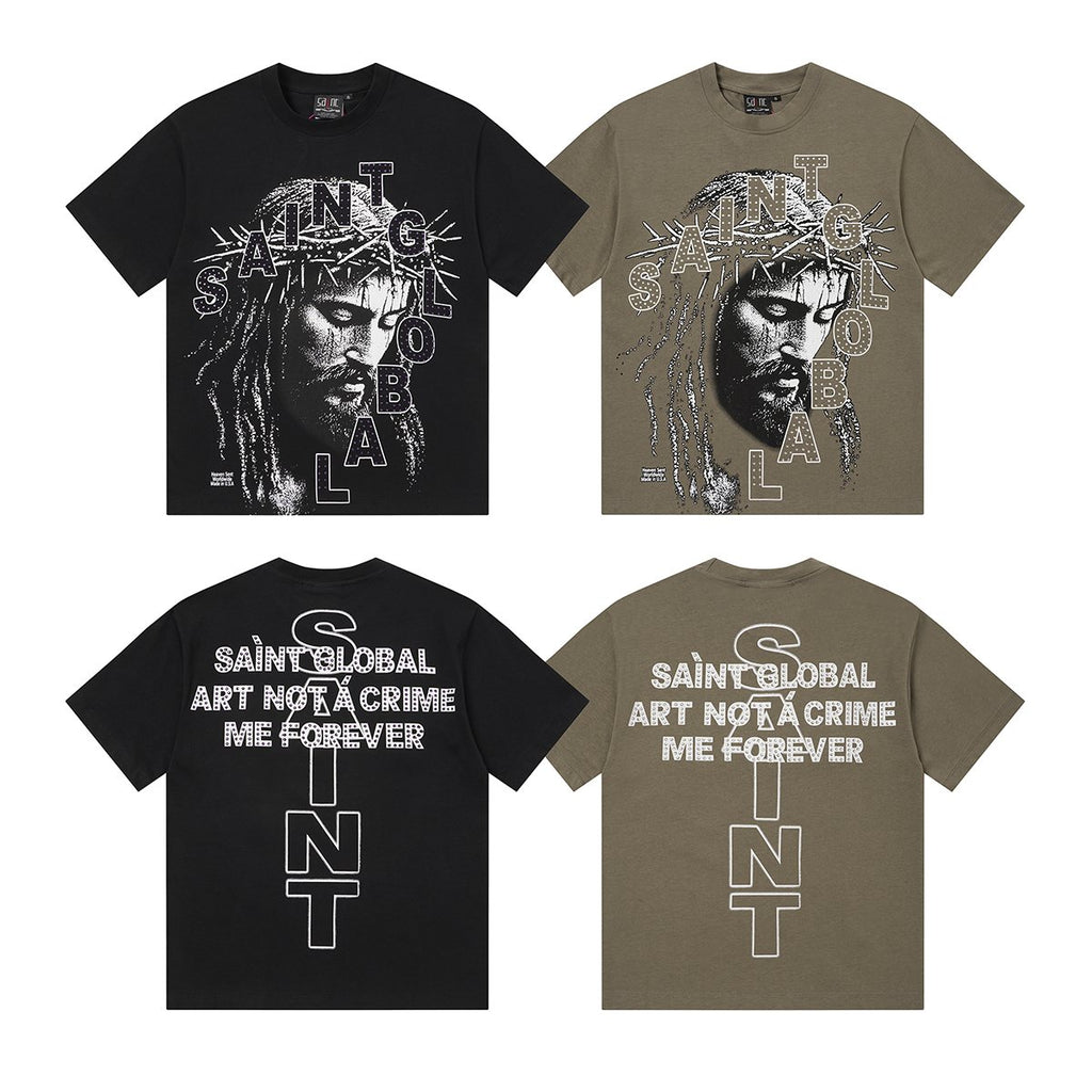 SAINT Rhinestone Graphic Short-Sleeve T-Shirt — comparison