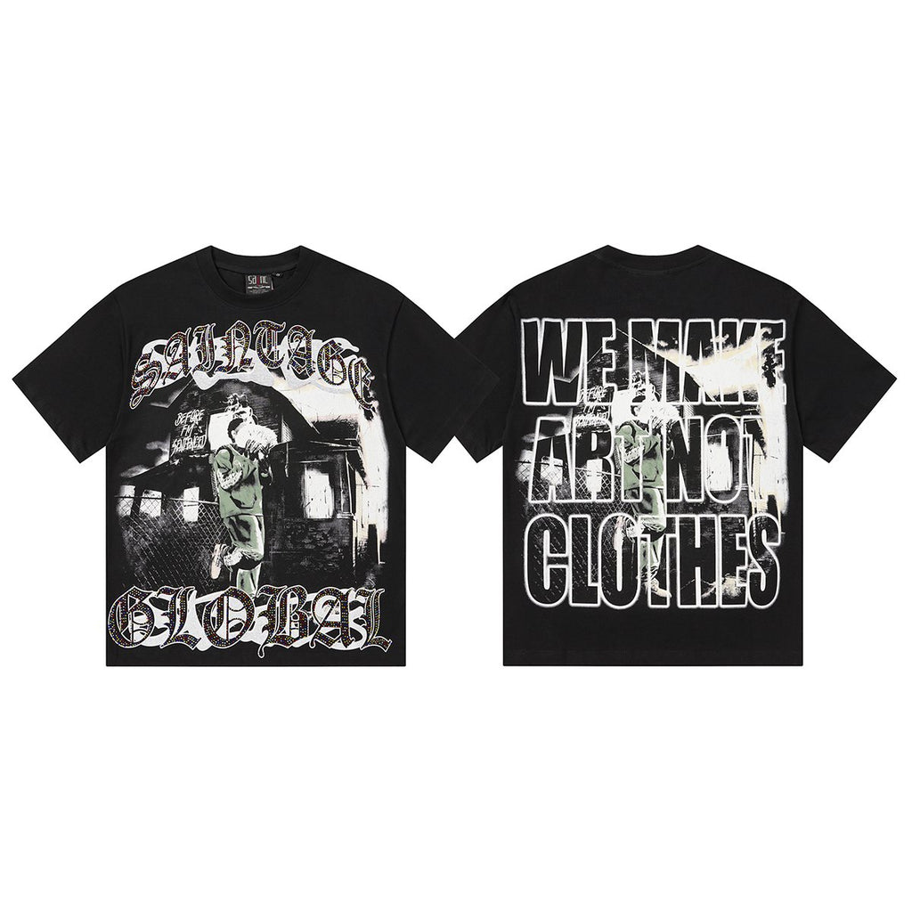 SAINT Black Rhinestone Graphic T-Shirt — hero