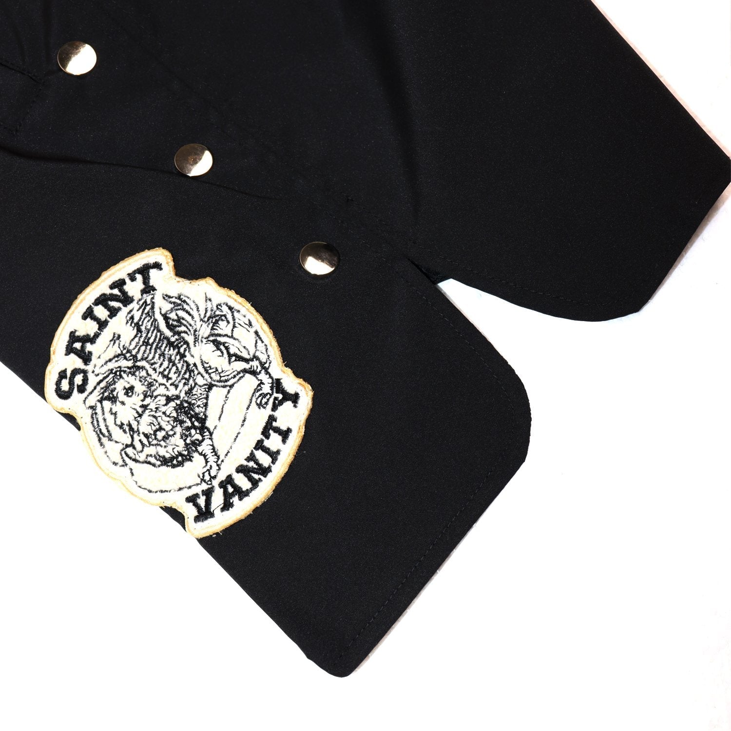 SAINT Vanity Embroidered Patch Shorts — detail