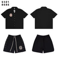 SAINT Vanity Patch Short-Sleeve Shirt & Snap-Side Shorts Set — front