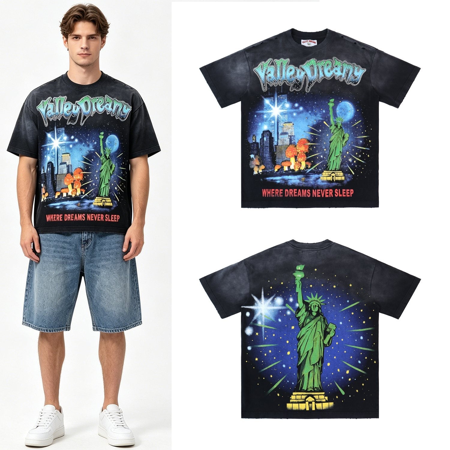 Valley Dreams Statue of Liberty Graphic T-Shirt — comparison