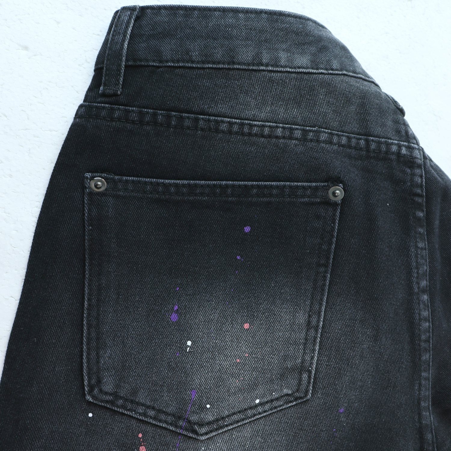 Valley Dreams Lives Forever Paint-Splatter Jeans — detail
