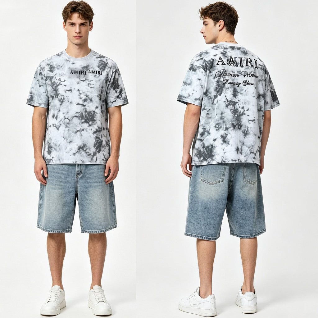 AMIRI Gray Tie-Dye Graphic T-Shirt — context