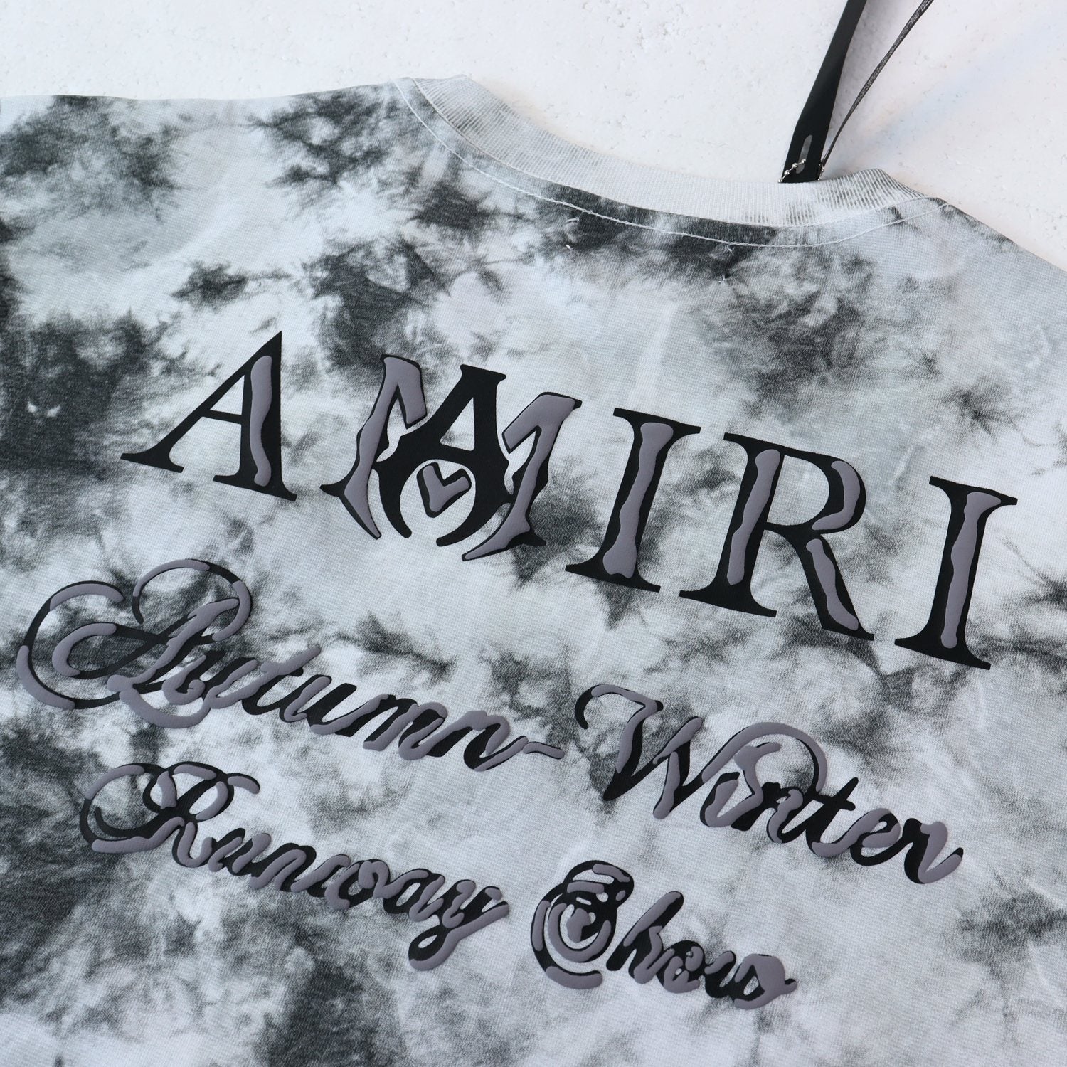 AMIRI Gray Tie-Dye Graphic T-Shirt — detail