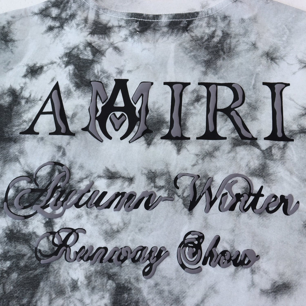 AMIRI Gray Tie-Dye Graphic T-Shirt — detail