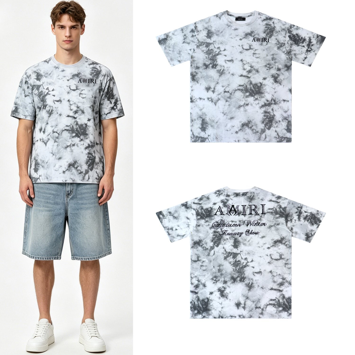 AMIRI Gray Tie-Dye Graphic T-Shirt — context