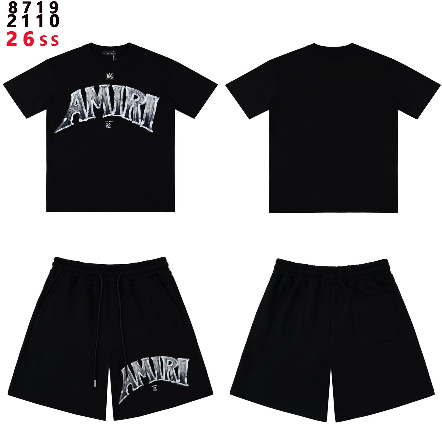 AMIRI Metallic Letter Graphic T-Shirt & Shorts Set — hero