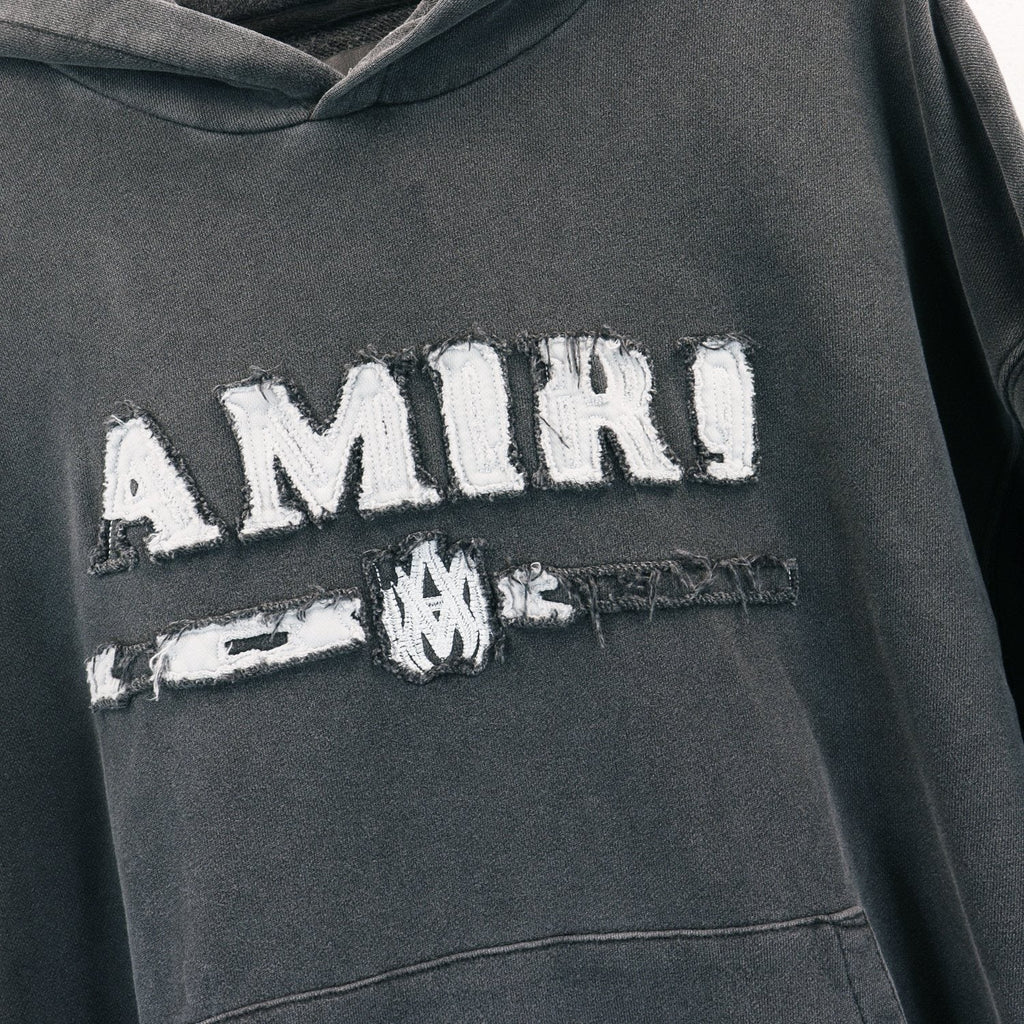 AMIRI Washed Dark Gray Graphic Hoodie — detail