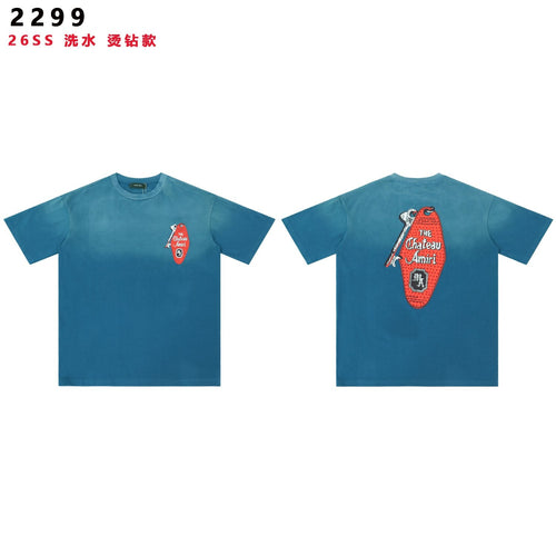 AMIRI The Chateau Rhinestone Graphic T-Shirt — front