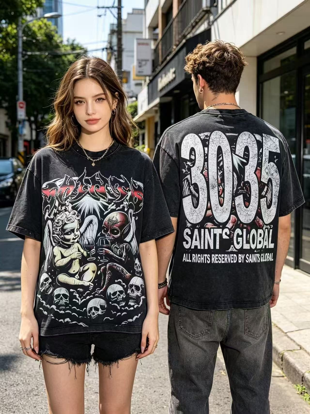 SAINT Angel & Devil 3035 Short-Sleeve Graphic T-Shirt — context