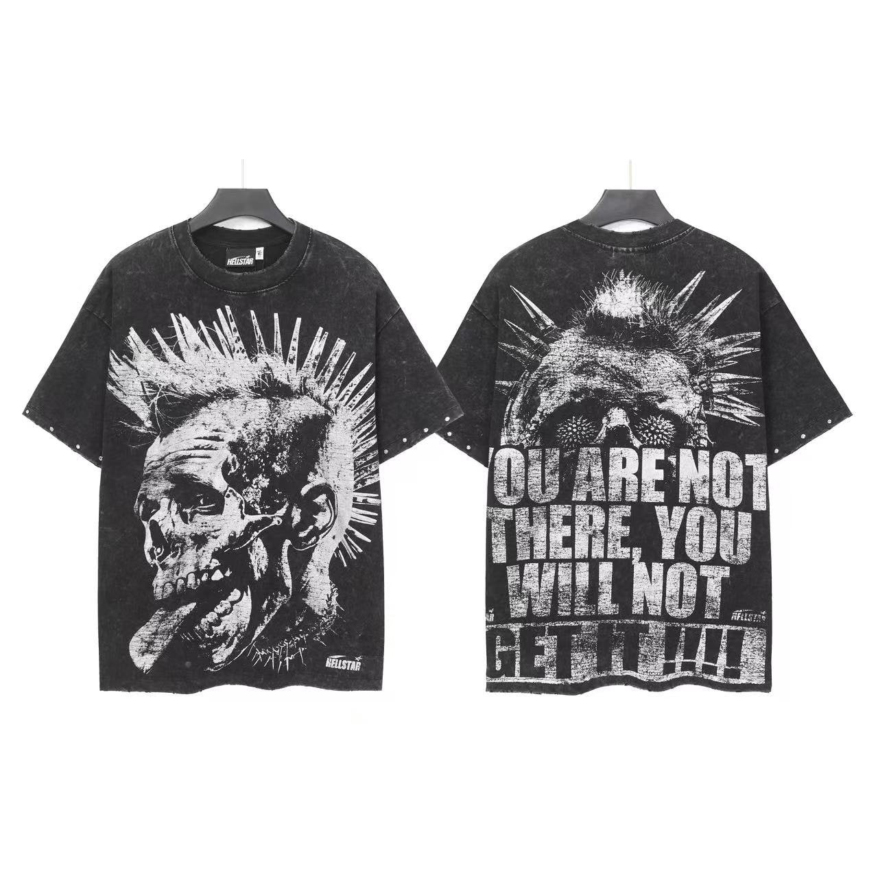 Hellstar Spiked Skull Graphic T-Shirt — front