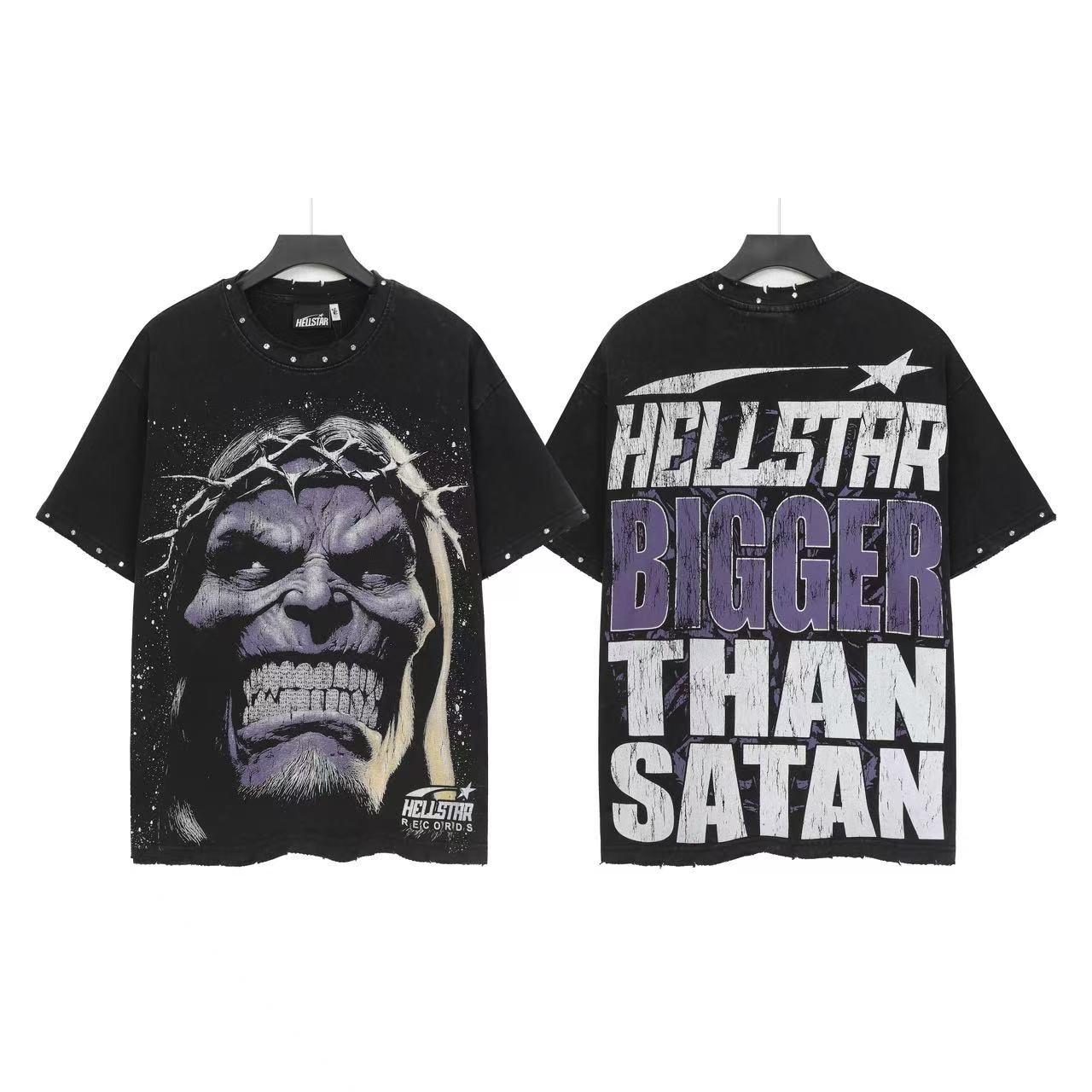 Hellstar Bigger Than Satan Face Graphic T-Shirt — front