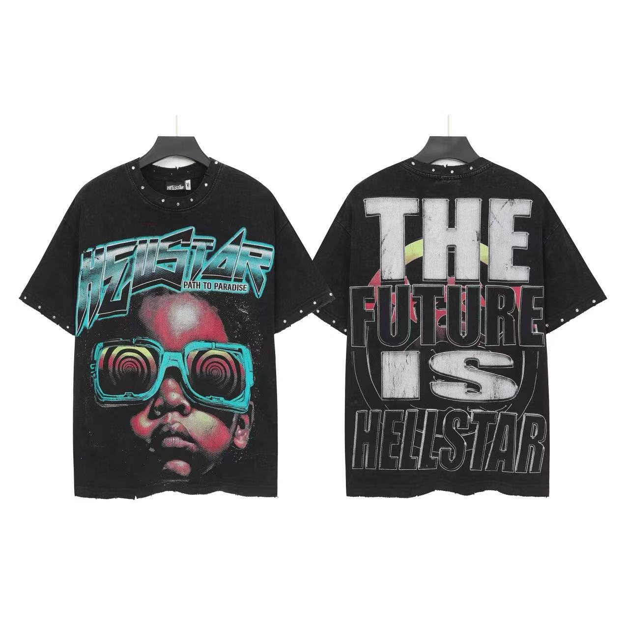 Hellstar Future Neon Face Graphic T-Shirt — front