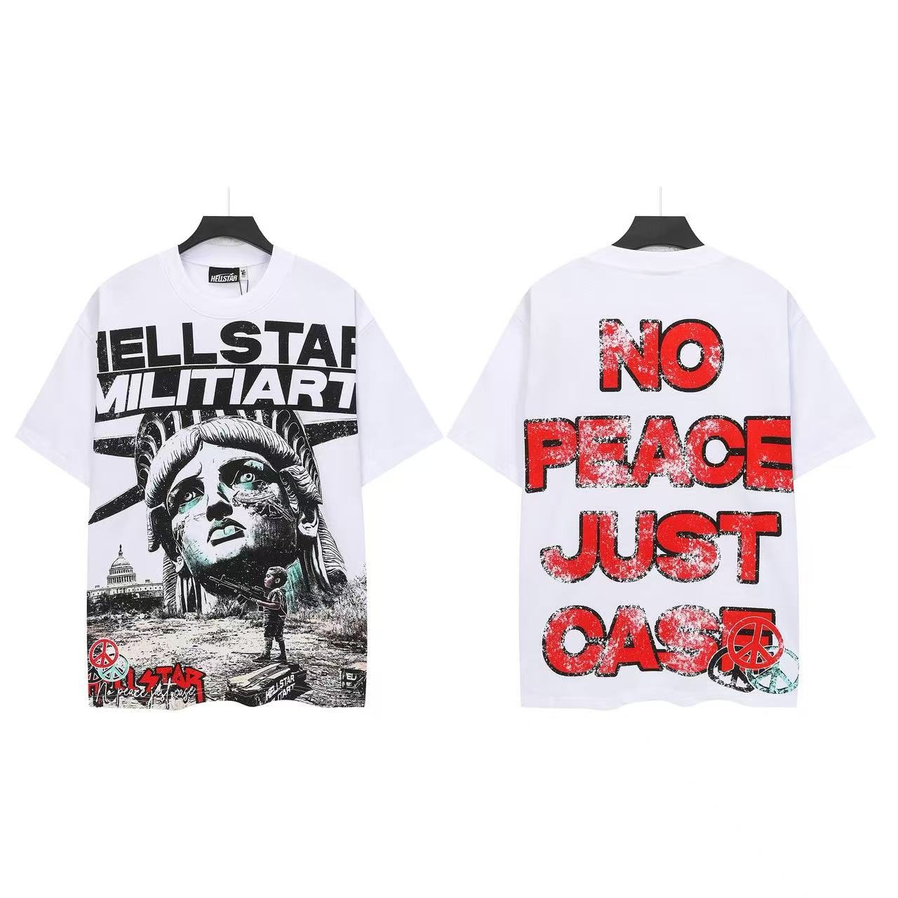 Hellstar No Peace Just Cash Statue Graphic T-Shirt — front