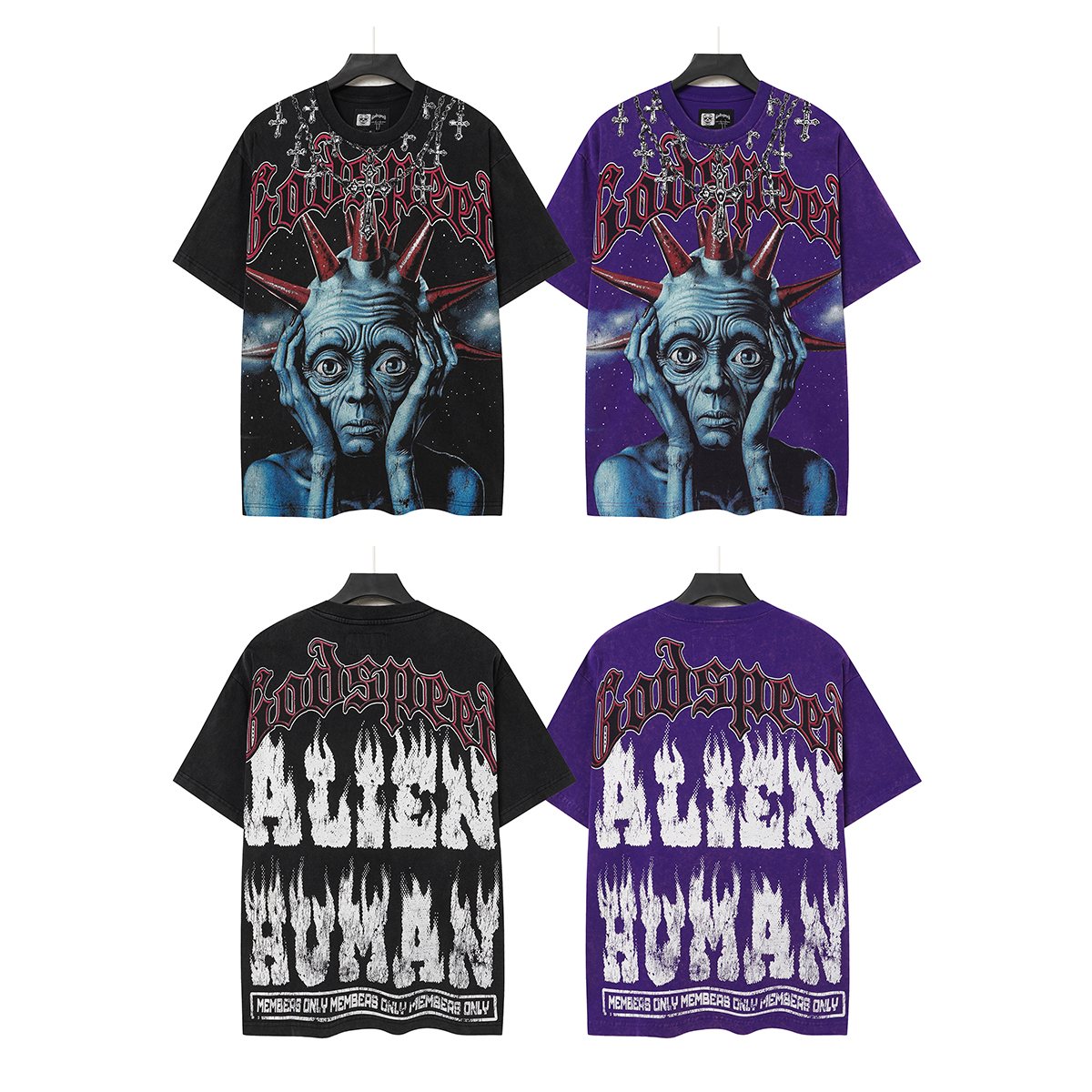 Godspeed Alien Human Graphic Short-Sleeve T-Shirt — comparison